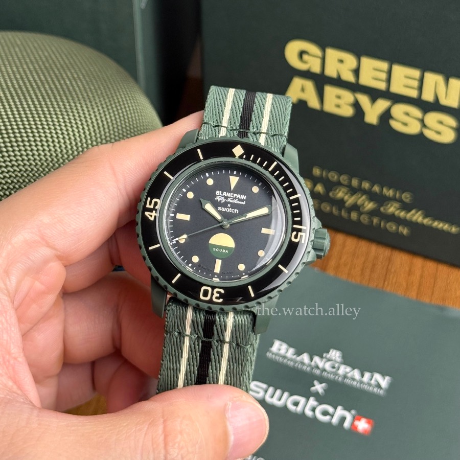 Blancpain X Swatch Blancpain x Swatch Bioceramic Scuba Fifty Fathoms - SO35G100 “Green Abyss” - Green Bioceramic Automatic Diver