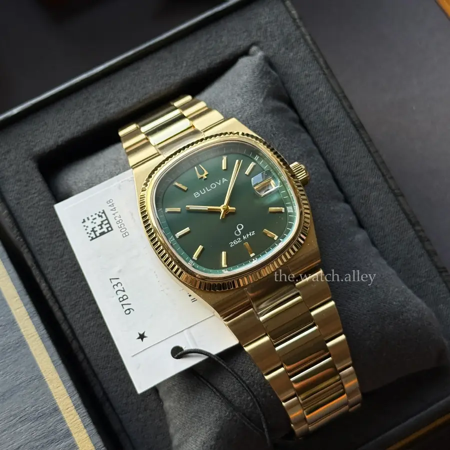 Bulova Bulova Super Seville - Gold / Green Dial 97B237 - 262 kHz Precisionist - Retro TV Style
