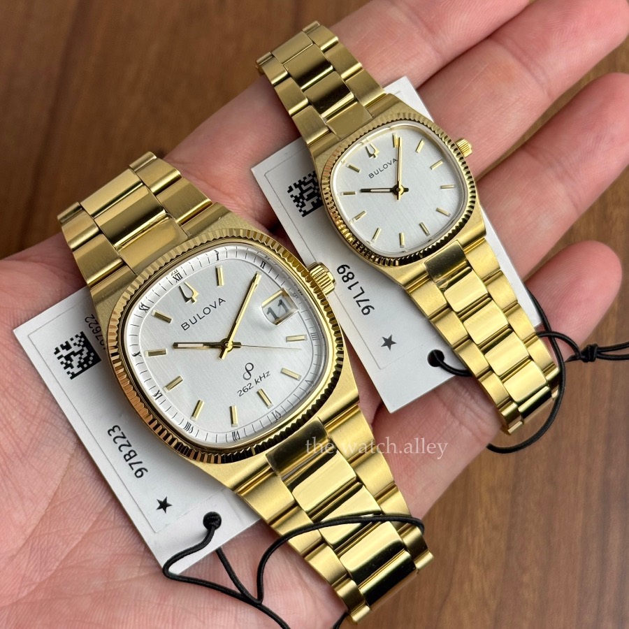 Bulova Bulova Super Seville His & Hers Couple Watch Gold-Tone Cases / Silver-White Dials 97B223 Precisionist + 97L189 Super Seville Mini