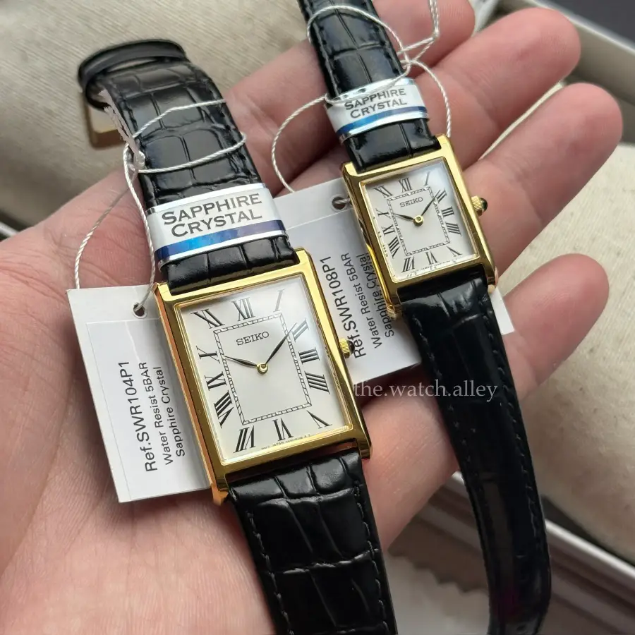 Seiko COUPLE WATCH - His & Hers Seiko Classic “Tank” - Sapphire - Gold