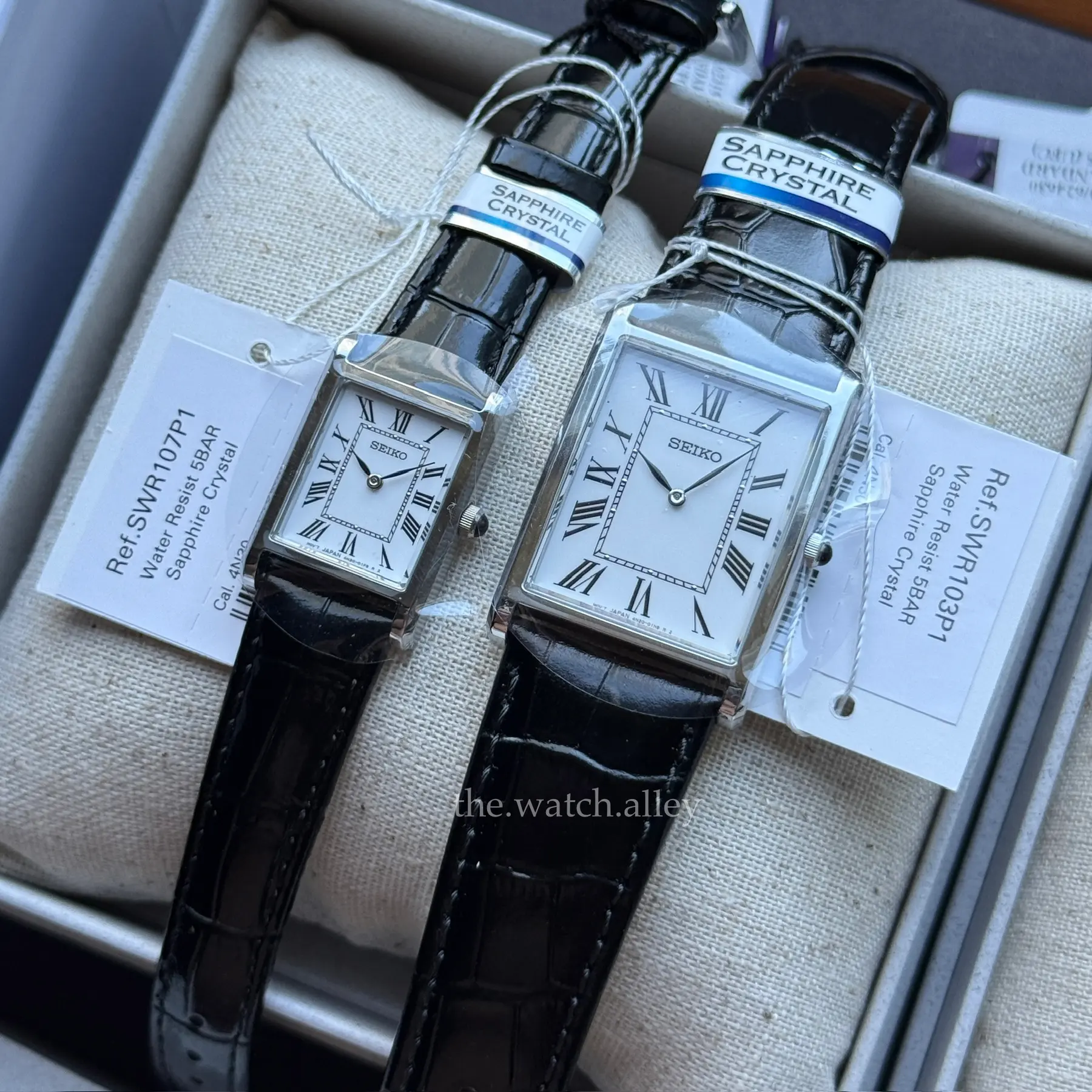 Seiko COUPLE WATCH - His & Hers Seiko Classic “Tank” - Sapphire - Silver