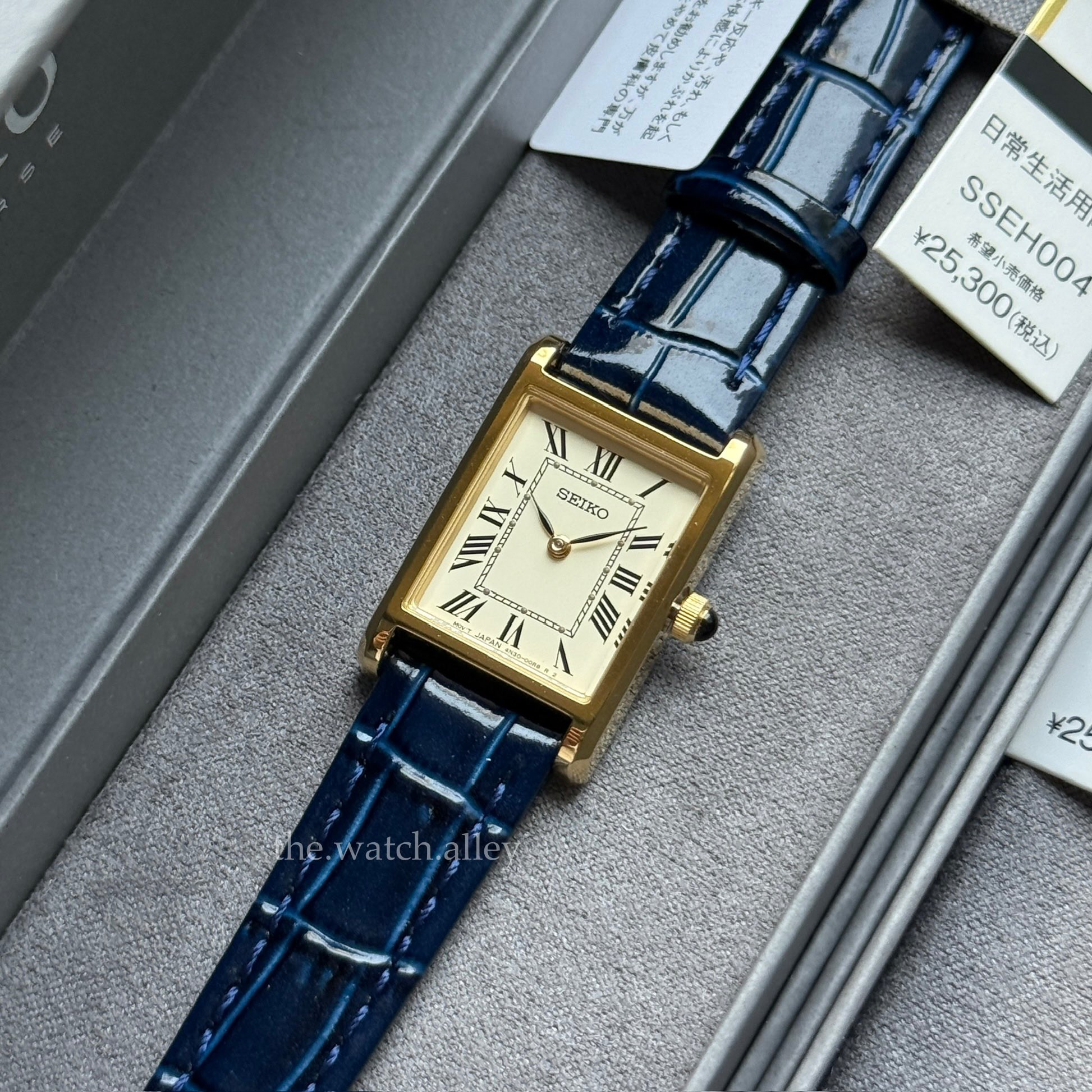 Seiko JDM Seiko Essentials x Nano Universe - Special Edition SSEH004 Gold / Blue "Tank" - Ladies / Women’s Dress Watch