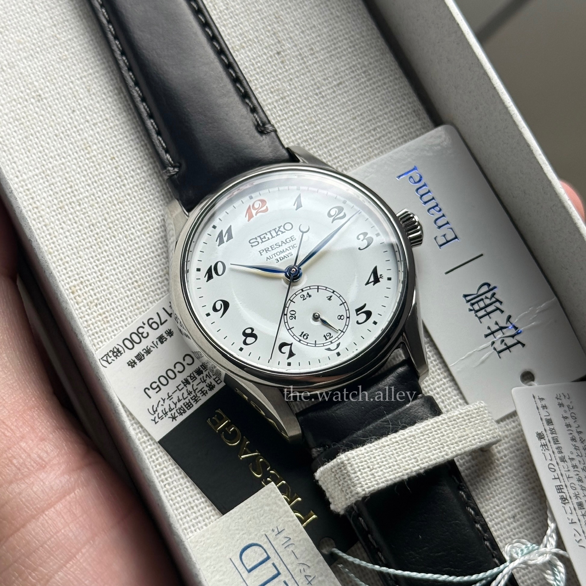 Seiko JDM Seiko Presage - HCC005 / HCC005J White Enamel Dial - Laurel-Inspired Red XII - “Craftsmanship” Classic Series