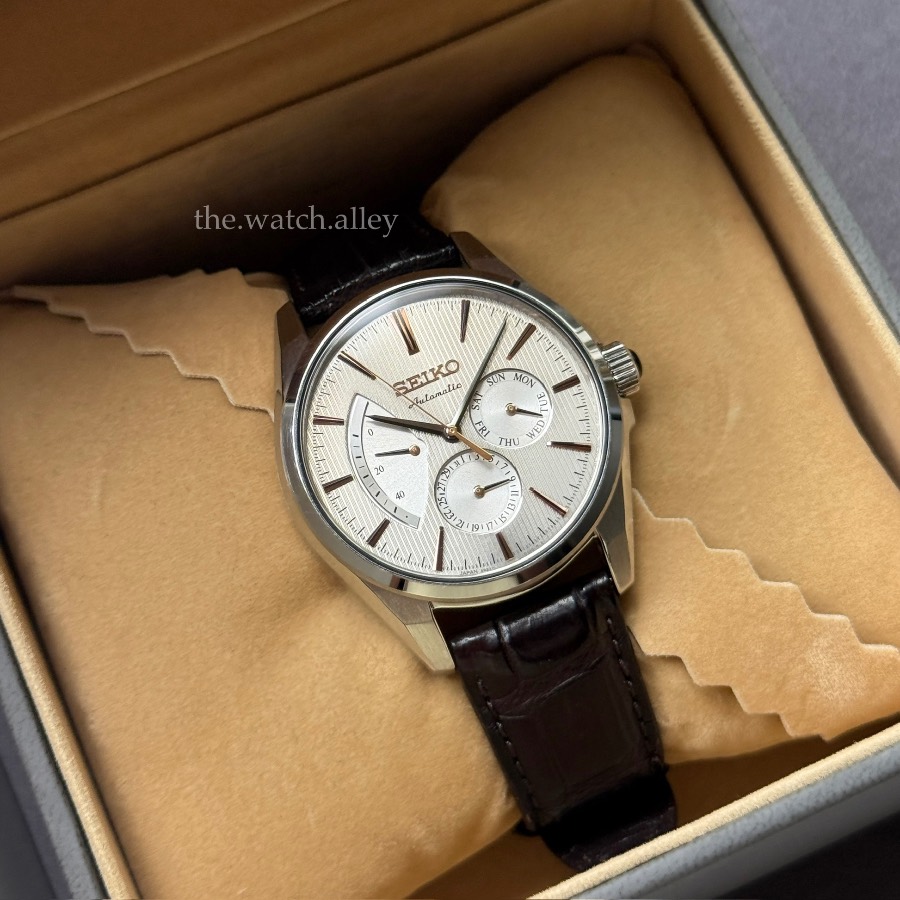 Seiko JDM Seiko Presage SARW033 - Grey Dial & Rose Gold Accents Power Reserve Automatic - Rare and Discontinued Model