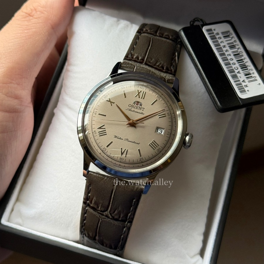 Orient Orient Bambino Version 2 Automatic - RA-AC0025N30B Beige Sunburst Dial and Grey Leather Strap - Dress Watch
