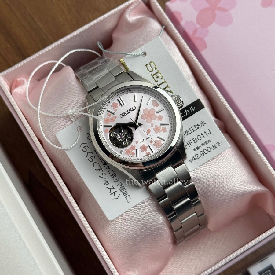 Seiko RARE Seiko Selection Sakura / Cherry Blossom - HFB011 / HFB011J Off-Catalog Japan Exclusive - Automatic Open Heart Ladies Watch