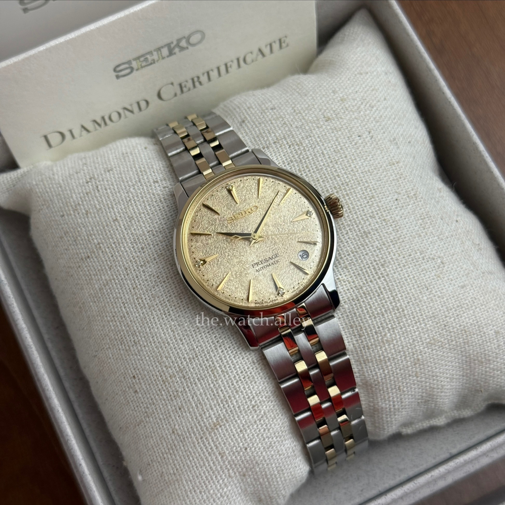 Seiko Seiko Presage Cocktail Time - SRPL64 / SRPL64J1 Two-tone Gold “Frozen Banana Daiquiri” Champagne Dial with Diamonds - Ladies Watch