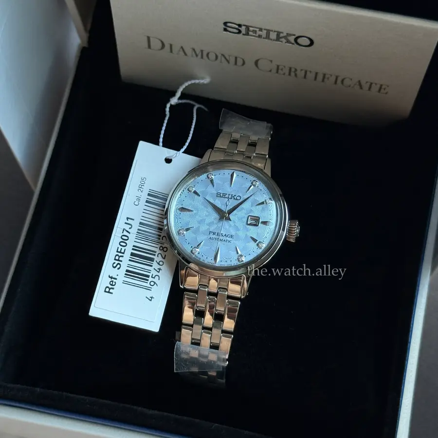 Seiko Seiko Presage Ladies - Ice Blue - SRE007 / SRE007J1 w/ Diamonds - “Sky Diving” - Cocktail Time