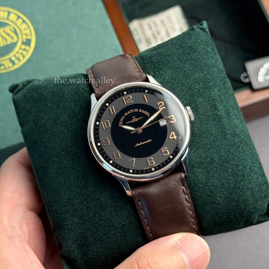 Zeno Zeno-Watch Basel Flatline Automatic Retro Black Dial 6209-c1 - Swiss Made Dress Watch